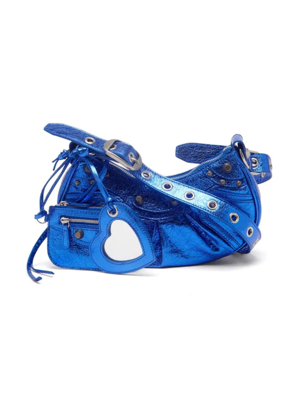NWT $2650 Balenciaga Le Cagole 671309 Metallic Blue Leather XS Shoulder Bag - Picture 6 of 15